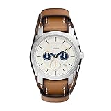 Fossil 腕時計 メンズ マシンクロノグラフ ステンレススチールウォッチ 42mmケースサイズ エコレザーストラップ, 機械, ストラップ