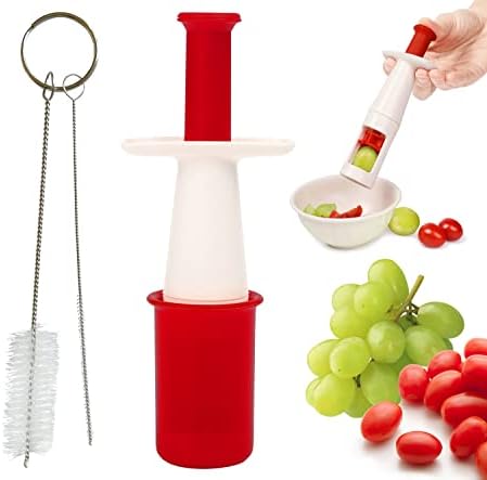 Klosom Grape Cutter for Kids - Cuts Small Grapes, Tomatoes, Pitted Olives Into 4 Pieces for Vegetable Fruit Salad. Easy to Clean with 2 Cleaning Brushes. Essential Kitchen Accessory