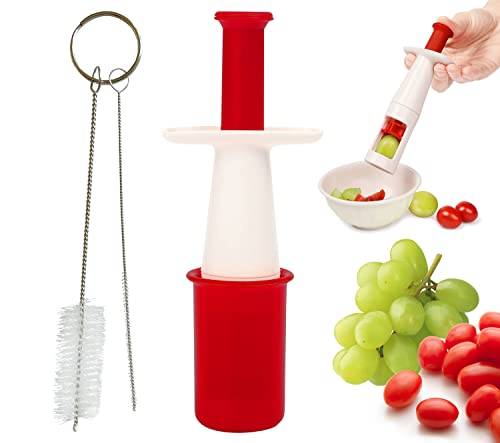 Klosom Grape Cutter For Kids - Cuts Small Grapes, Tomatoes, Pitted Olives Into 4 Pieces For Vegetable Fruit Salad. Easy To Clean With 2 Cleaning Brushes. Essential Kitchen Accessory #TOP23