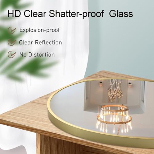 Image of RIZIK STORE Iron Metal Decorative Round Wall Mirror with Hook - HD Clear Glass, Wall Mounted for Bedroom, Living Room, Wash Basin, Vanity, Makeup & Bathroom
