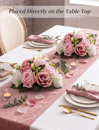 BLOSMON Fake Flower Wedding Decorations: 10 Pcs Dusty Pink Rose Flower Balls Table Centerpiece Decor - Artificial Silk Floral Bouquet Arrangement for Birthday Party Baby Shower Hom image 8