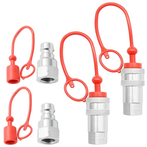 Image of MDEOOSKY 2 Pcs 3 /8 inch Hydraulic Quick Connect, Ag ISO 5675 Hydraulic Quick Connect Couplers, Pioneer Style Hydraulic Fittings with Dust Caps
