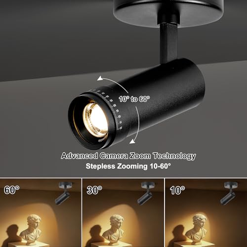 Image of 20W LED Zoomable Ceiling Spot Lights, 3000K Dimmable Spotlight Indoor,Black