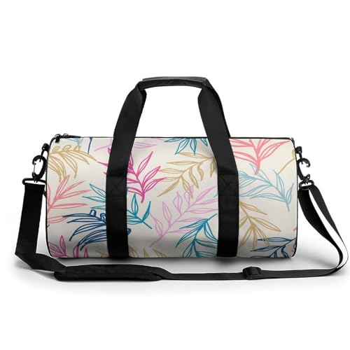 Sac de voyage feuille rose et bleue pour un week-end de camping en nature