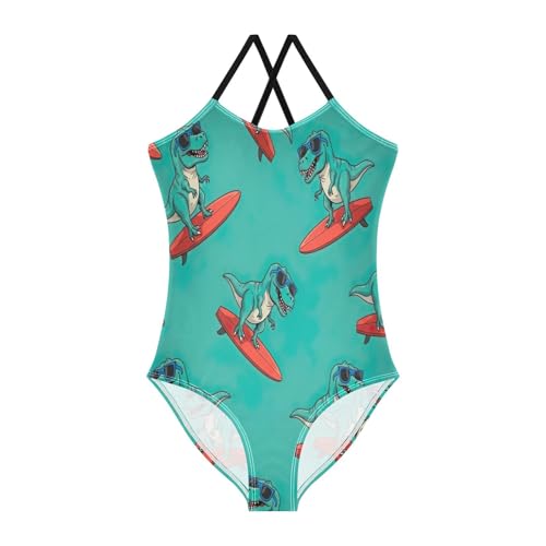 Swimsuit Toddler Girl, Summer Beach Apparel 3-10 Y, Cute Funny Dinosaurs Green