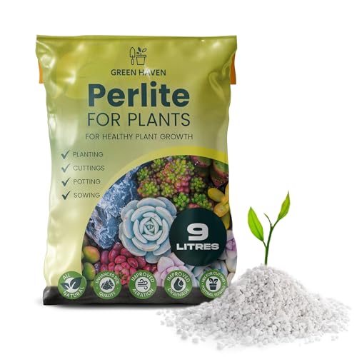 Green Haven Perlite for Plants 9L – Lightweight Horticultural Grit for Potting Mix, Rooting & Cuttings – Improves Soil Drainage, Aeration & Root Health for Indoor & Outdoor Plants