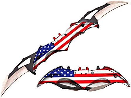 Dark Knight Twin Blade Knife - Pocket Folding Spring Assisted Dual Blades Bat Knives With Belt Clip (American Flag)