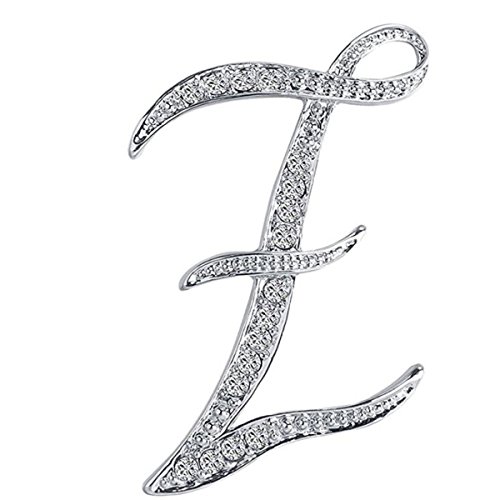 ANTOLL Z Initial Letters Brooch For Women,Silver Plated Metal Rhinestone Clear AAA+ Crystal Lapel Pin Brooches?1Pcs?