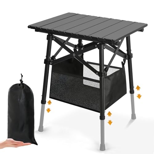 LEESA アウトドア キャンプ テーブル 高さ2段階調整 コンパクト 軽量 アルミ合金 多機能 簡単組立 バーベキュー ピクニック 折りたたみ 収納ケース付き 耐荷重が強い 安定性 収納スペースがある