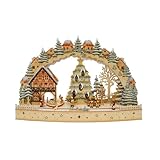 HTI living LED Schwibbogen Winterdorf mit Zapfen Lichterbogen Weihnachtsdeko batteriebetrieben