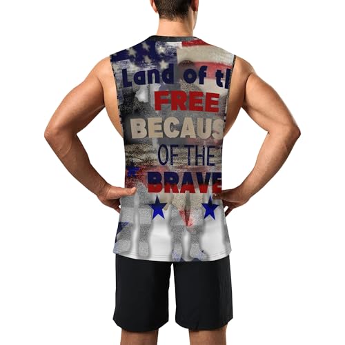 Image of Zhyaj Summer Tanks Top for Men Flag Graphic Print Sleeveless Shirts Casual Working Out Vest T-Shirts Loose-Fit Men's Tank