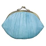 lederzentrum  Becksöndergaard Granny Geldbörse Damen Dusty Blue (Hell Blau) - Retro Geldbeutel aus Aal-Leder 18x13 cm - Münzfach + Kartenfächer für Karten Perso und Führerschein