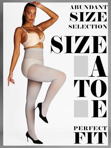 Image of HONENNA Semi Opaque Silky Women Pantyhose Tights, 20+ Colors Invisibly Toe Reinforced 60 Den Size A-E
