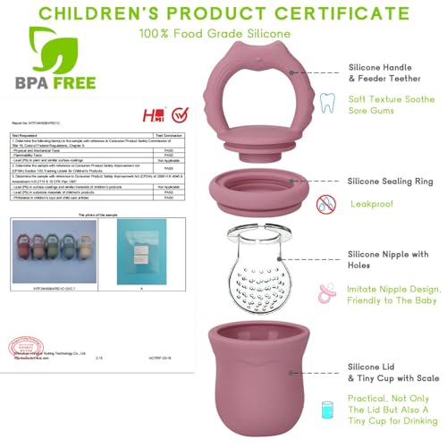 WeSweet Fruchtsauger Baby | Silikon Futterspender für Babynahrung und Gefriertablett für Babynahrung, Milch-Eis am Stiel, zur Linderung des Zahnens von Babys, Schnuller zum Selbstfüttern (Cat Purple)