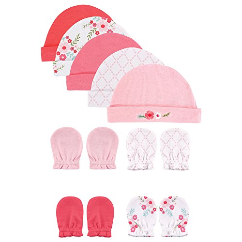 Luvable Friends Cotton Cap and Scratch Mitten Set