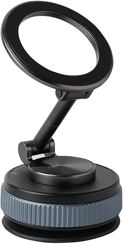 Miniatura 8 de Soporte magnético de metal para teléfono para automóvil, doble seguro de vacío + adhesivo, rotación de 360° sin ángulo muerto, anillo magnético gris