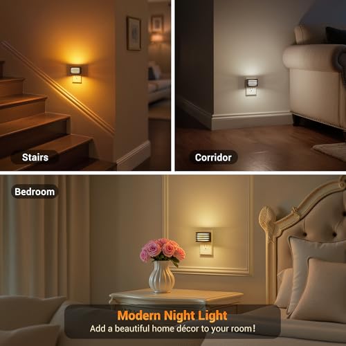 Image of JandCase LED Night Lights Plug into Wall, [2 Pack] Night Light with 3 Colors 3000K-5000K-Amber, 3 Level Brightness Adjustable Plug in Night Light, Dusk to Dawn Nightligts for Adults Bedroom Bathroom