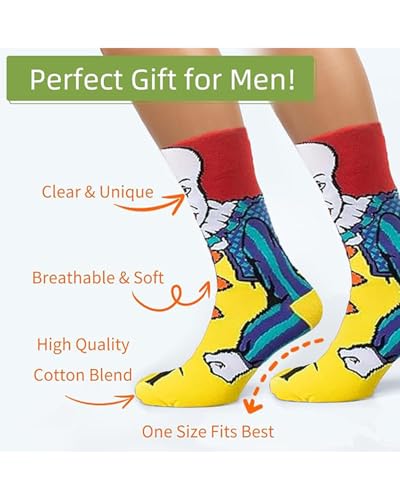 Mens Fun Dress Socks, 2 Pairs Crazy Colorful Patterned Socks Novelty Crazy Design Cotton Socks for Dad Son Grandpa Boyfriend2