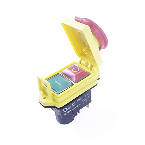 Angeek Ck21D/250V 2-Button Ip54 Waterproof Dustproof Switch Momentary Electromagnetic Switch For Machine Safety Switch Emergency Stop Cutting Machine
