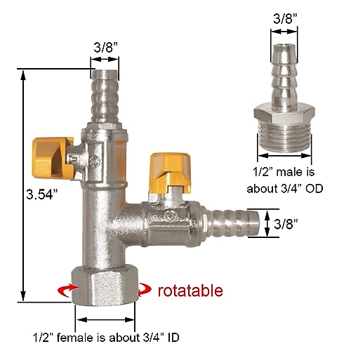Joywayus 3 Way Copper Shut Off Gas Ball Valve Kit 3/8