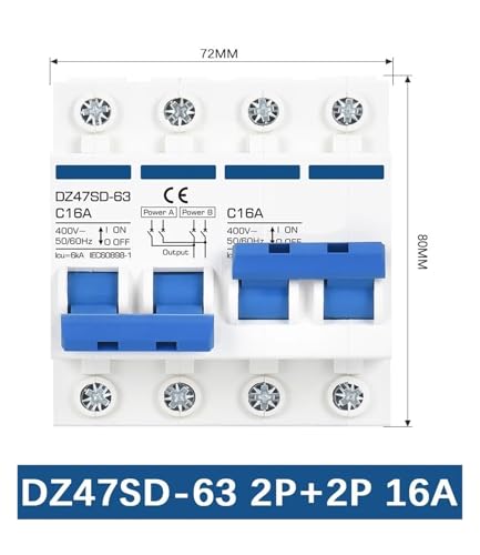 Interrupteur de transfert de puissance double manuel 2P disjoncteur inverseur source AC 100A - 3