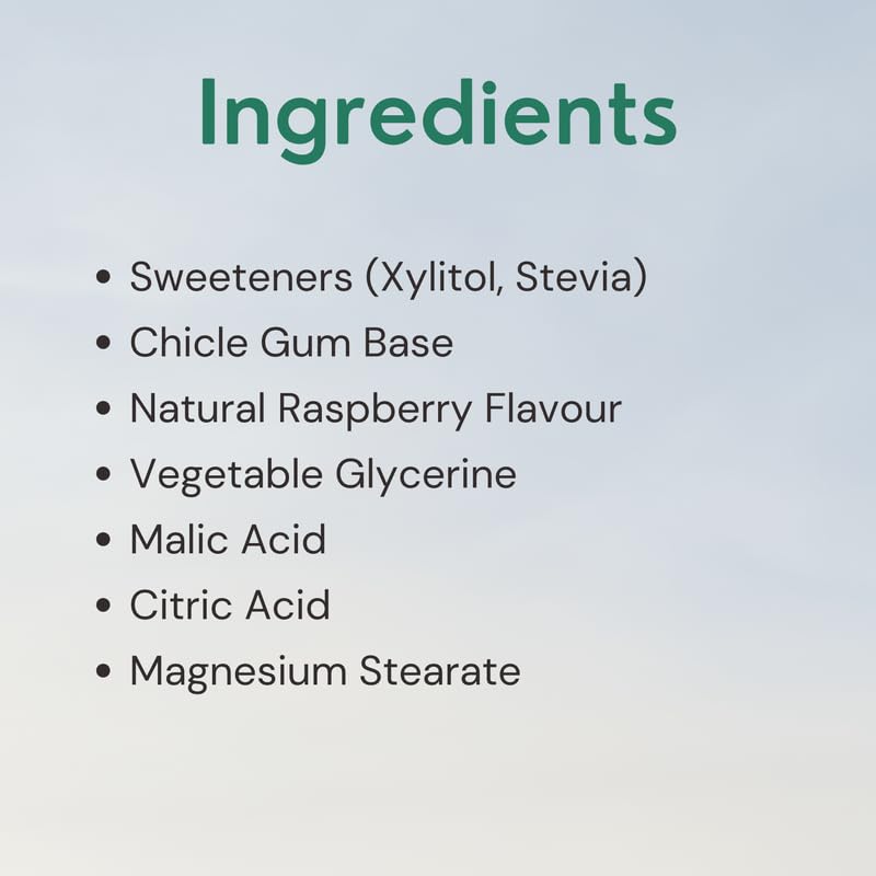 Image of Gud Gum Natural, Plastic Free Chewing Gum Raspberry Flavour No Added Artificial Colours, Flavors & Sweeteners (90 Pieces) Pack of 6
