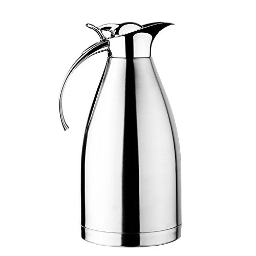 Hiware 68 OZ Stainless Steel Thermal Coffee Carafe - Double Walled Vacuum Insulated Carafe with Press Button Top - Quality Thermal Beverage Dispenser