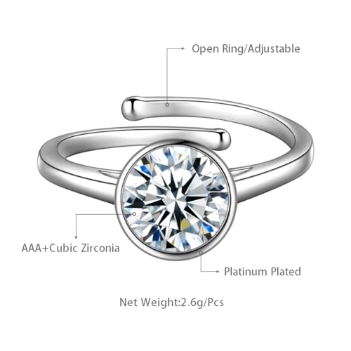 Anillos ajustables chapados en plata KR0036 con piedra de nacimiento para niñas 5