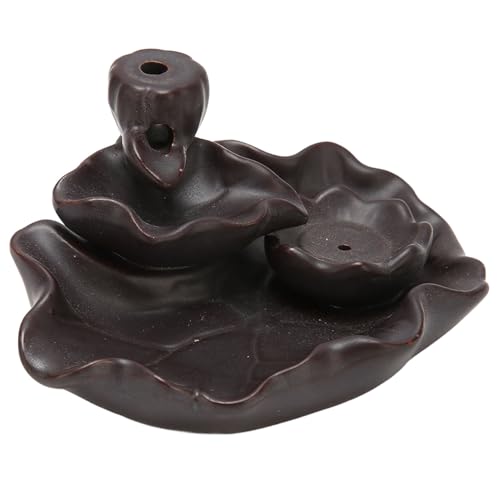Terugstromende Wierookhouder Lotusblad Mooi Paars Kleiaardewerk Lotusblad Omgekeerde Stroom Wierookbrander Watervalornamenten Medium Buitenwaterval Displayhouder Wax