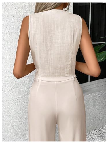 SHENHE Women's Sleeveless Button Down Vest Asymmetrical Linen Waistcoat Work Office Vest Tops2