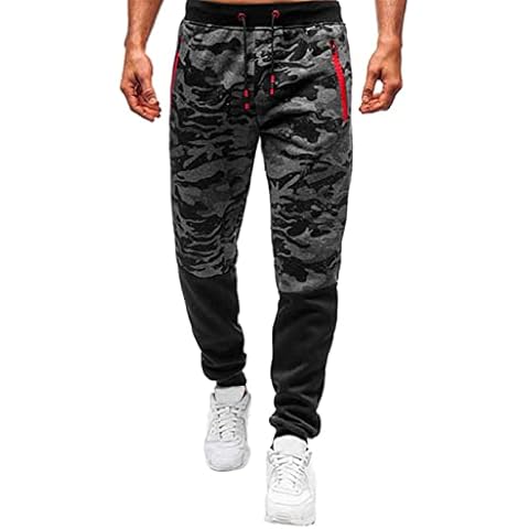 Mururo Men's Camouflage Sports Trousers Casual Stretch Elastic Waist Drawstring Cropped Pants Regular Fit Printed Fashion Jogger Pants Outdoor Sport Running Sweatpants Cover