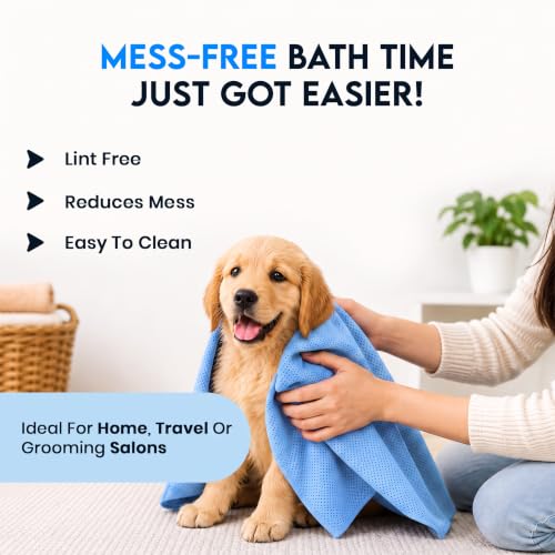 Image of Basil Microfiber Ultra-Soft, Quick-Absorbent & Cooling Towel for Pets, Eco-Friendly, Fast-Drying Bathing Towel for Dogs & Cats of All Breeds, Perfect for Travel & Outdoor Uses, Blue 1pcs 66L x 43W CM