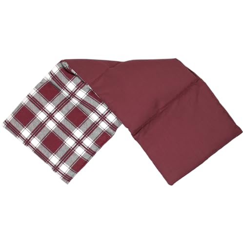 Kirschkern-Wärmekissen 20x60cm 4-Kammer groß - Flanell karo-rot - Kirschkernkissen, Körnerkissen für Mikrowelle und Backofen