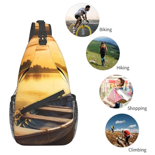Bolso tipo sling unisex negro con cierre cremallera miniatura 5