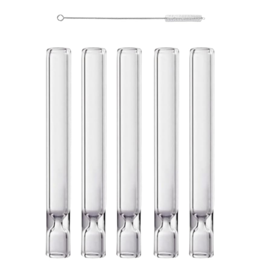 5 PCS Borosilicate Blowing Tubes 4 inch Long High heat resistance acid and alkali resistance and good stability with Cleaning Brush