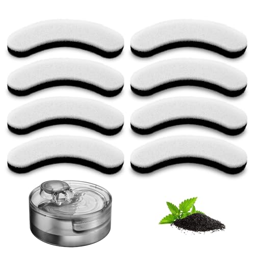 Compatible with DF10 & DF30 Automatic Pet Water Dispenser, Water Filter Replacement, Carbon Cat Water Fountain Filters, Triple Filtration Pet Fountain Filters (8 Filters)