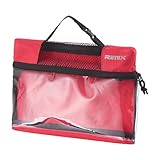 Neceser de malla transparente | Organizador de cosméticos de viaje impermeable con cremallera | Juego transparente apto para la TSA para mujeres y hombres, Rojo