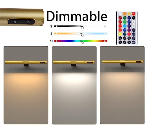 Senfay Wireless Led Picture Light With Remote, Rechargeable Painting Light Battery Operated, 15.7" Rgb Art Display Light With Timer And Dimmable, 87 Leds, 300Lm Photo Lights For Wall Gold #TOP1