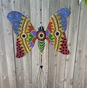 Sunsabe Mandala Painted Butterfly Bamboo Wind Chime