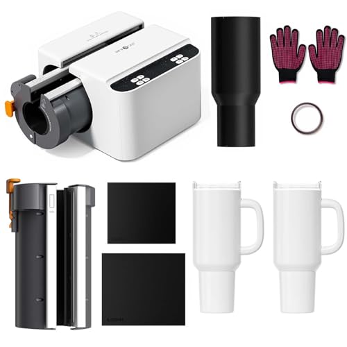 HTVRONT 2 in 1 A200H Pro Kit - Auto Tumbler Heat Press with Attachment, for 15-40oz Tumblers, White (with 2 Sublimation Tumbler Blanks)