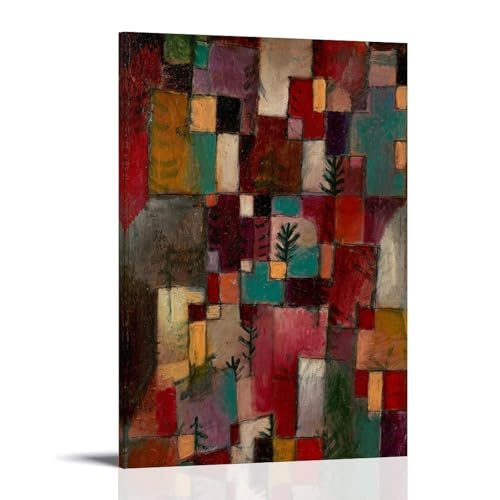 Paul Klee - Póster de ritmos rojo verde y amarillo violeta y amarillo, impresión fotográfica, lienzo decorativo para el hogar, dormitorio, decoración moderna, 30 x 45 cm