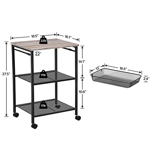 Hoobro Printer Stand, 3-Tier Machine Cart With Adjustable Mesh Drawer, Heavy Duty Storage Rack On Wheels,For Home Office, Grey Bg23Ps01 #TOP6