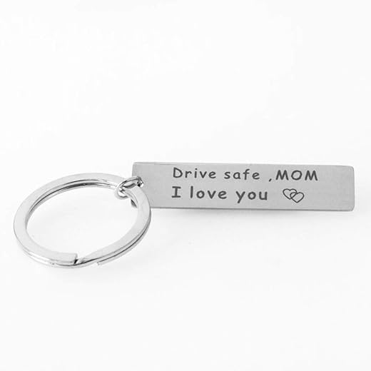 ShiQiao Spl Drive Safe Mom Keychain - Mom Mother Birthday Christmas Gift Drive Safe I Love You Keyring Gifts for Mother Stepmother