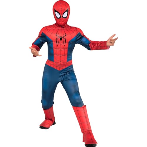 MARVEL Spider-Man Official Youth Halloween Costume - Premium Quality Padded Jumpsuit with Pull On...