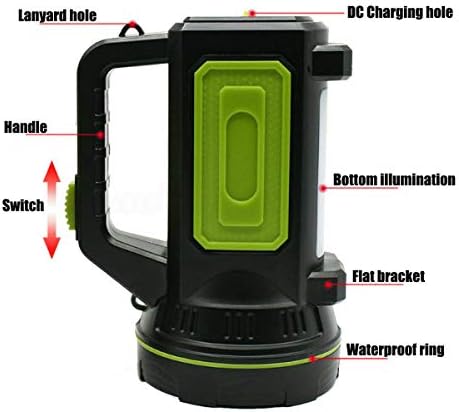 Flashlight LED Searchlight 2 Modes 1500LM Light Handheld Lamp White Light Rechargeable Led Searchlight Lantern Outdoor Emergency Flashlight Camping Work Light