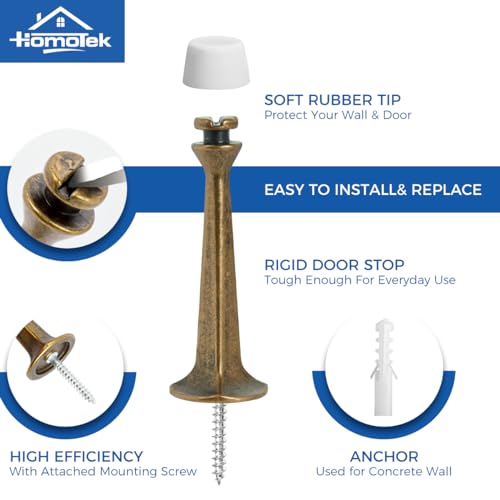HOMOTEK 8 Pack Heavy Duty Solid Rigid Door Stop