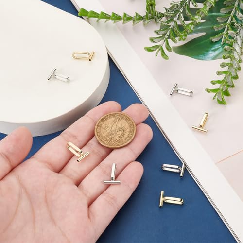 Image of PLIGREAT 8 Pcs Brooch Converters Horizontal Pin Brooch to Pendant Converters for Changing Brooches and Pins to Pendants with Silicone Tube Hoses Metal Brooch Pin Pendant Converters (Gold, Silver)