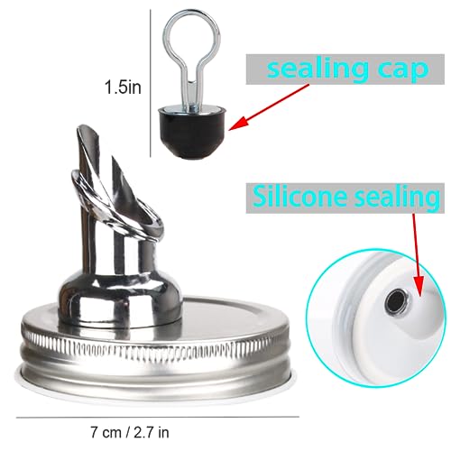 Image of Mason Jar Pour Spouts. free flow Mason Jar Pour Spouts, mason jar for spout regular mouth size 70mm dispenser germination cover. Suitable for any liquid (4 pieces stainless)