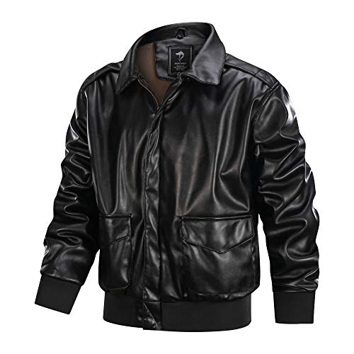 A2 Jacket Faux Leather Bomber Jackets for Men with Fur Collar