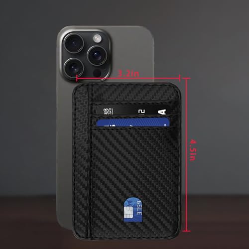 Slim Wallet for Men, Credit Card Holder Wallet RFID Blocking Front Pocket Leather Wallets for Men Women Gift Box (Black Carbon)2